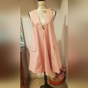 COS WOMEN'S Light Salmón/Pink A- Line Dress, V-neck, Sleeveless Size 2.